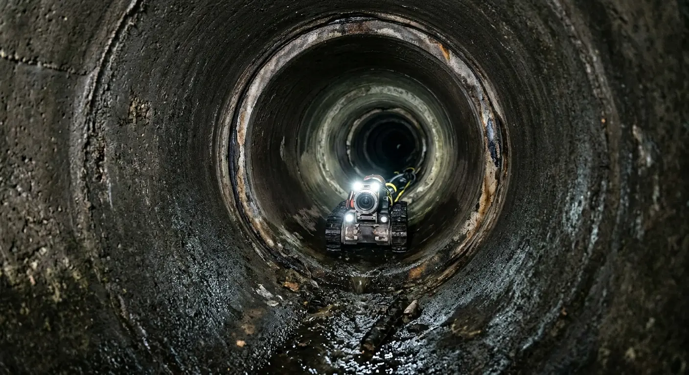 Robotic sewer camera inspecting pipe interior for Sewer Line Repair in Ruskin